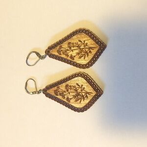 Wood carved earrings